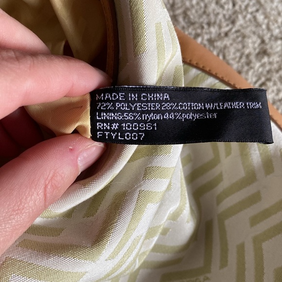 VIA SPIGA: Cream Leather/Canvas Large Shoulder Bag with Braided Handle- SEE PICS - Picture 11 of 16